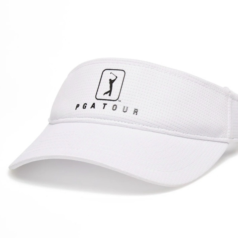 PGA Tour AirFlux White Adjustable Strap Back Golf Visor Unisex Adults